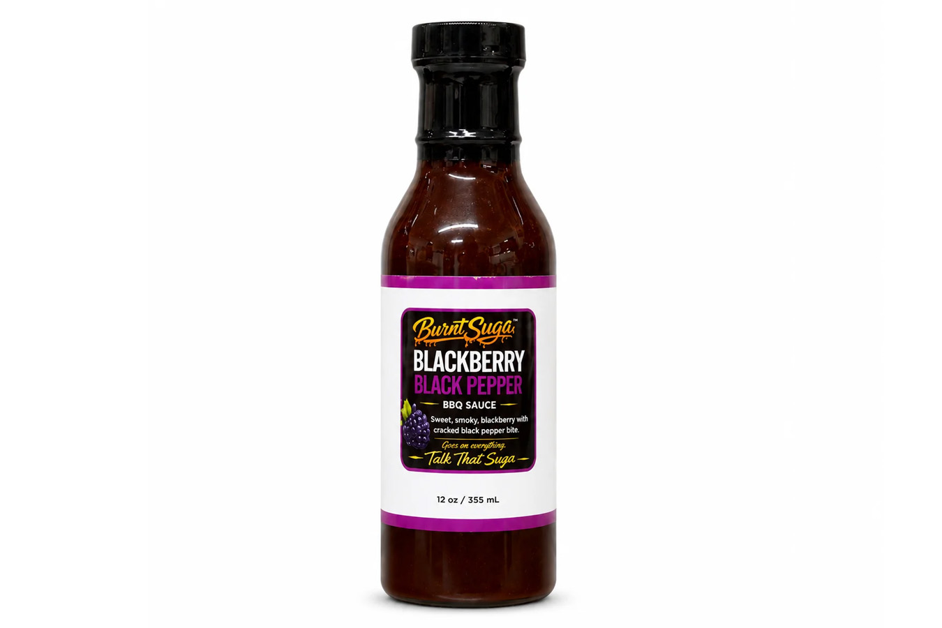 Burnt Suga Blackberry Black Pepper BBQ Sauce with a Cracked Black Pepper Finish